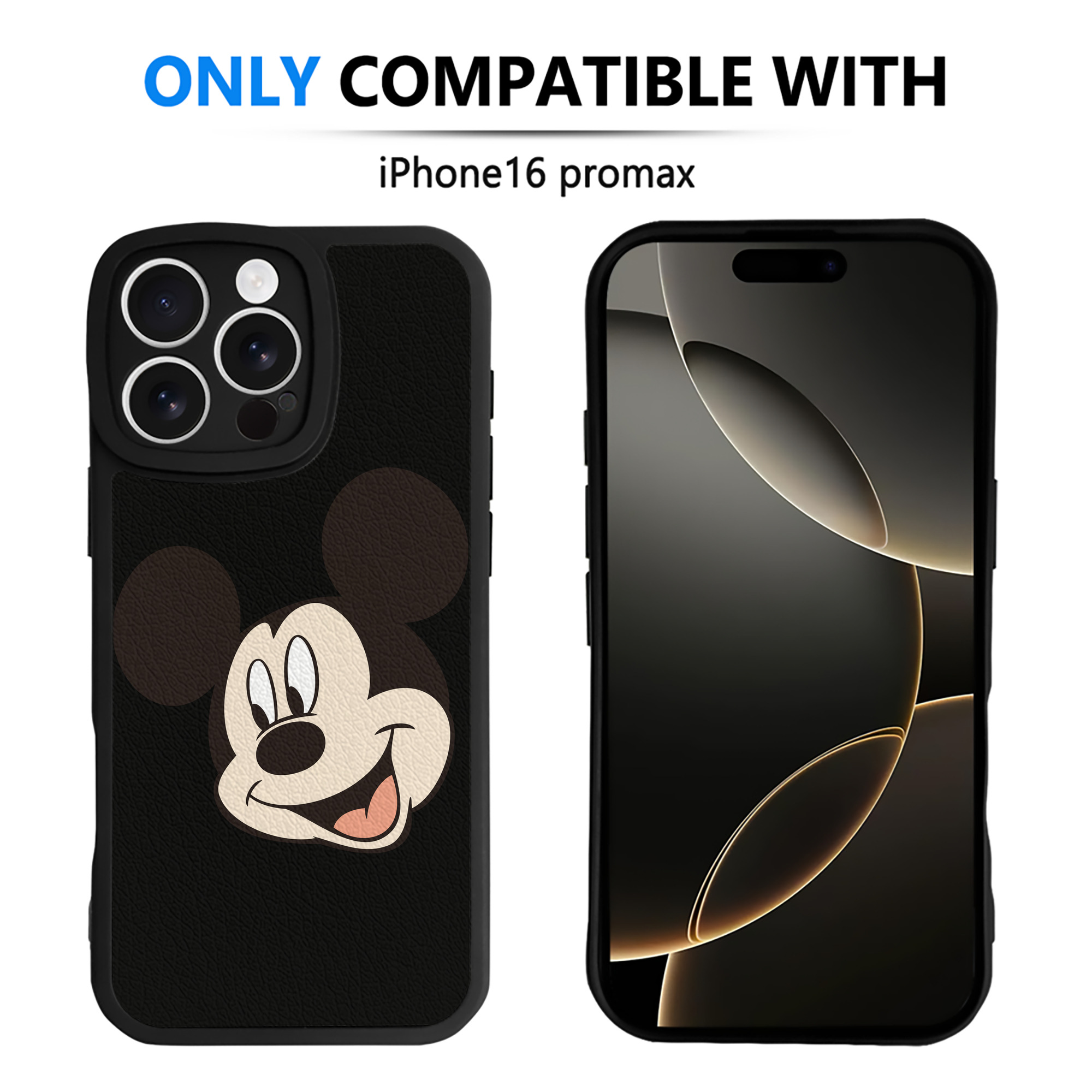 （画像用） ミッキーマウス Mickey Mouse 【iPhone 16シリーズ対応】シリコンスマホケース（レザー調） 材質：シリコン